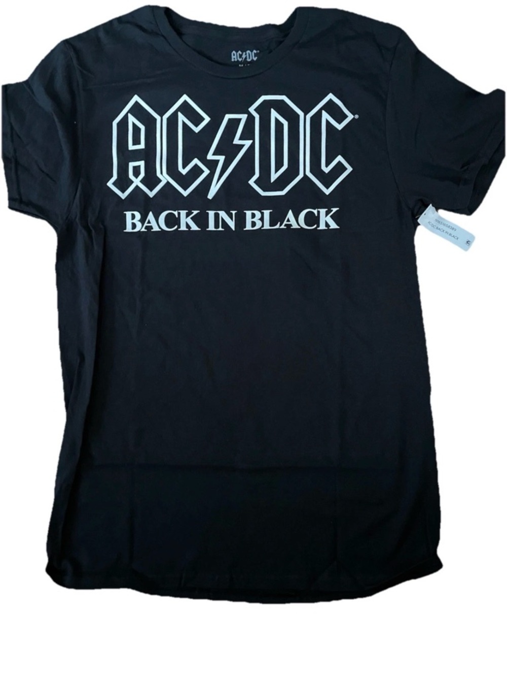 AC/DC Black T-Shirt with White Logo - Back In Black Graphic